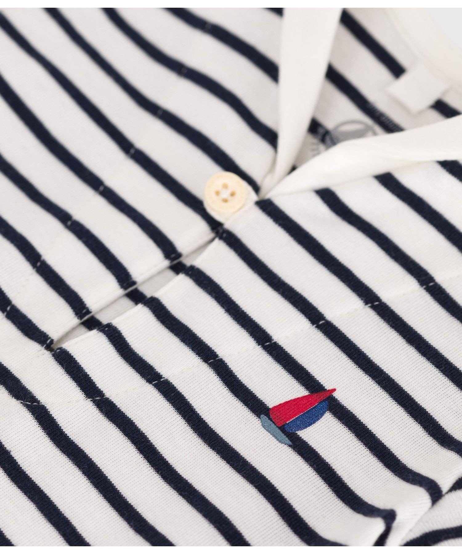Короткий комбинезон Petit Bateau, Off-white/Navy — фото 4