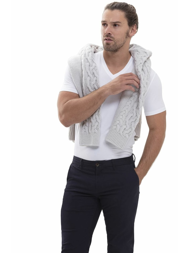 

Футболка с V-образным вырезом для мужчин белого цвета Mey