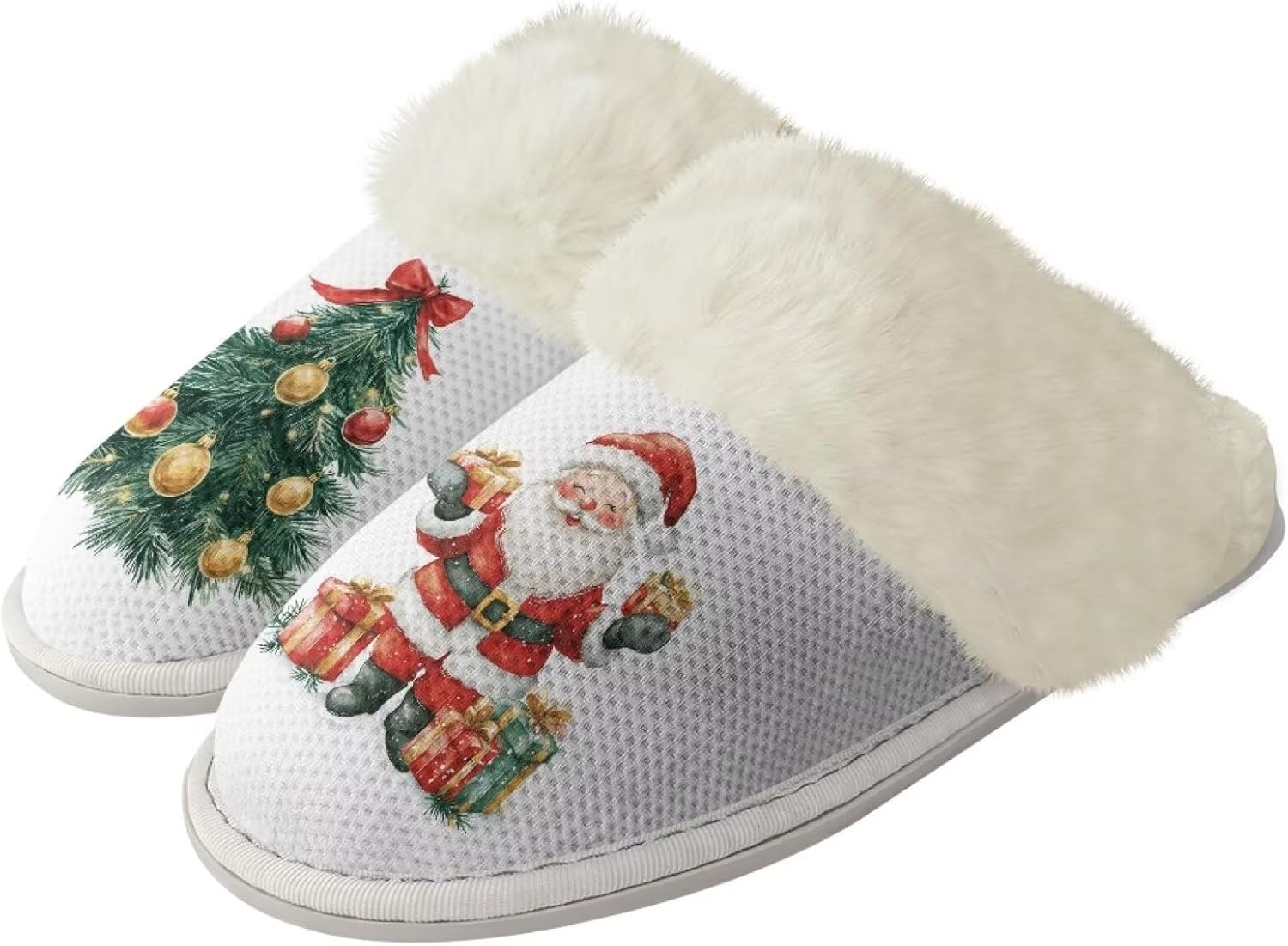 

Тапочки Srengjodk для женщин и мужчин, хлопковые фланелевые тапочки с меховой отделкой, домашние тапочки для него и для нее, размер 36-47, белый