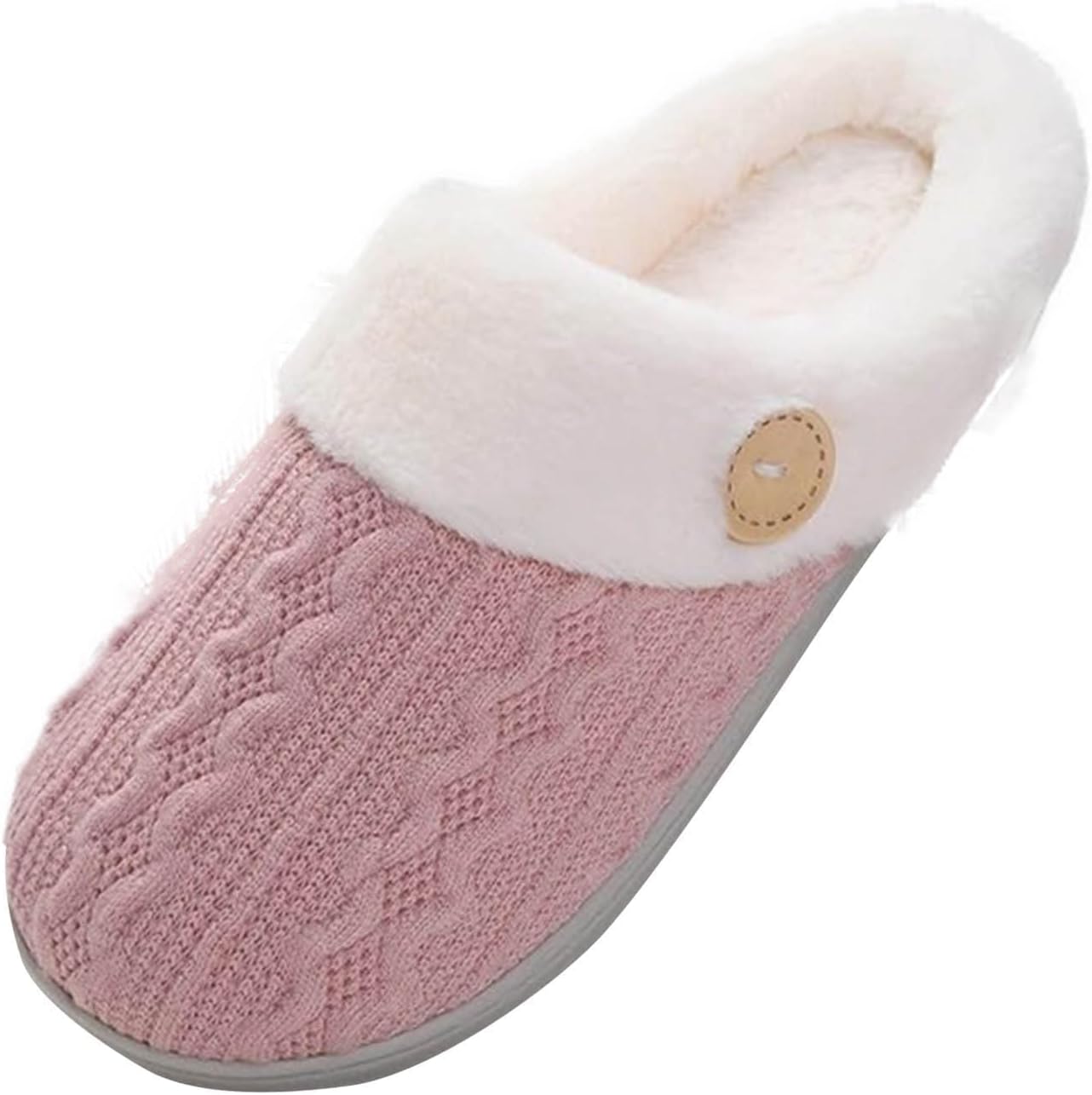 

Домашние тапочки для женщин и мужчин с эффектом памяти, пушистые вязаные теплые тапочки, легкая обувь на каждый день, утепленные искусственным мехом, удобная обувь для спальни, для улицы и дома Generic, розовый