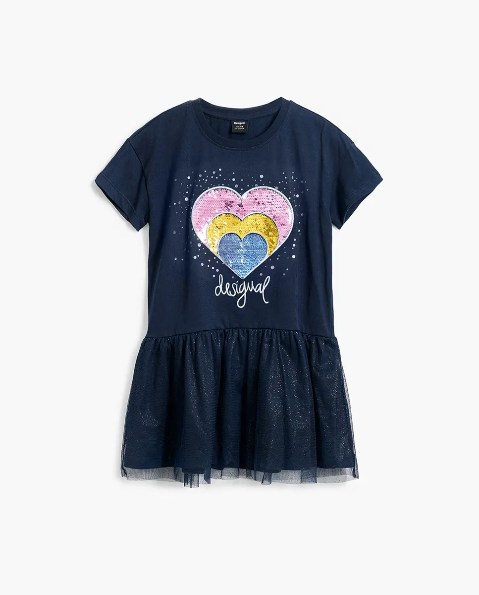

Короткое платье для девичьего сердца Desigual, тёмно-синий