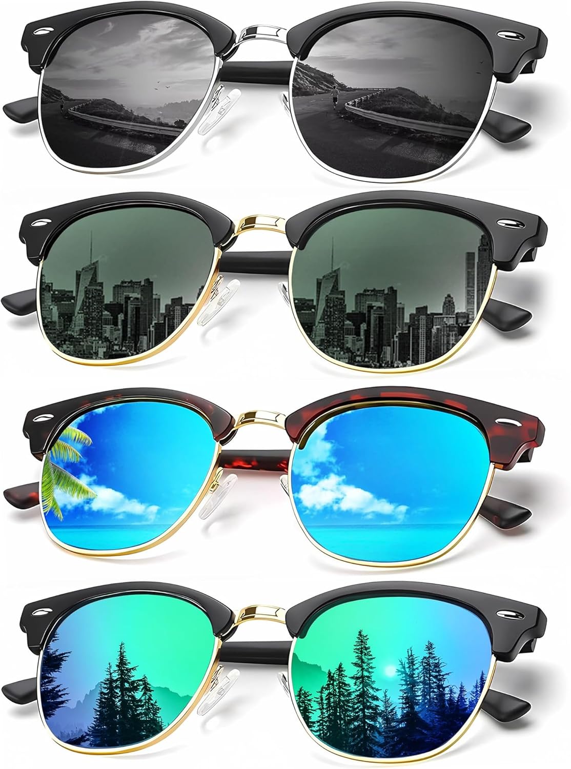 

Солнцезащитные очки KALIYADI для мужчин, поляризованные, унисекс, полуободковая оправа, ретро-стиль, для вождения, с защитой от УФ-излучения, E07-tortoise Blue/Black/Green/G15