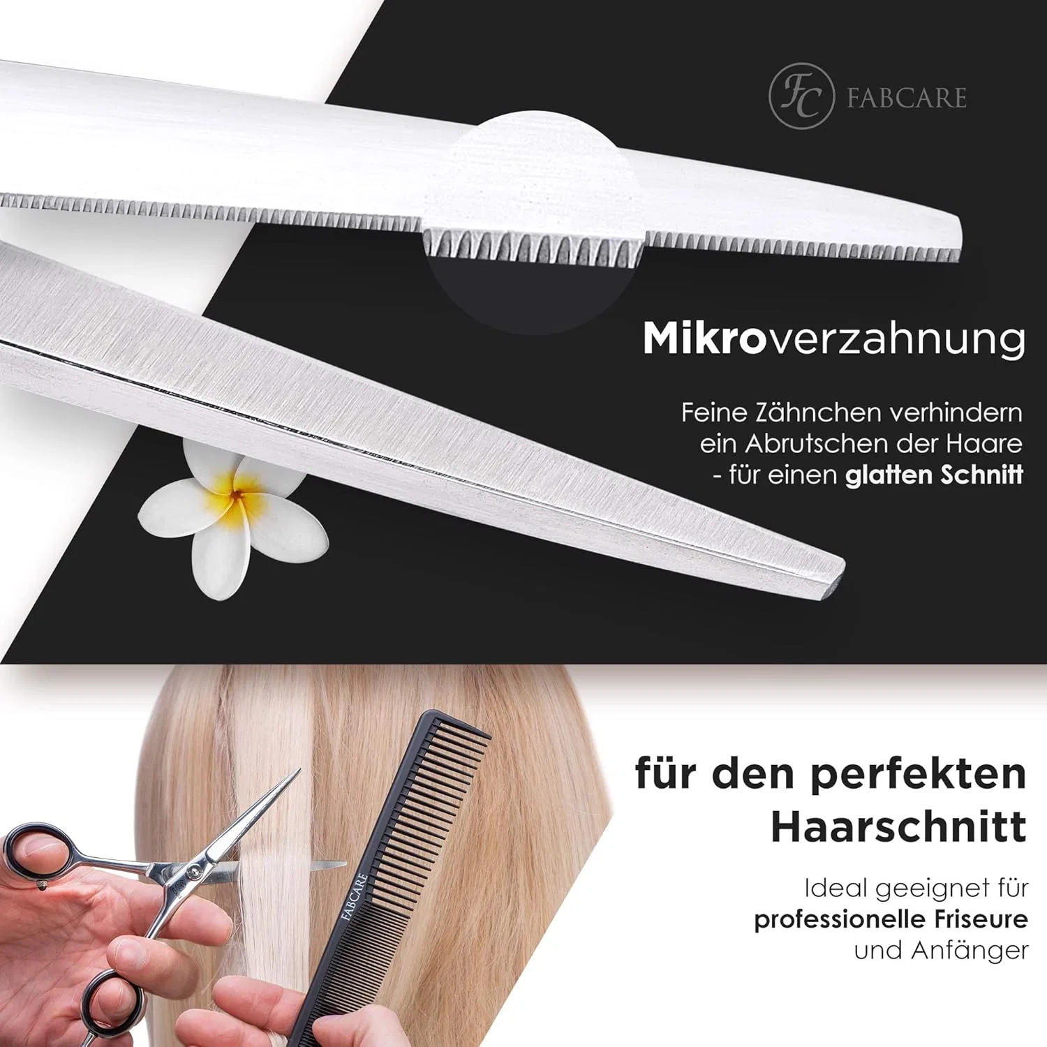 Профессиональные филировочные ножницы FABCARE с расческой и чехлом Fabcare, Thinning Scissors — фото 4