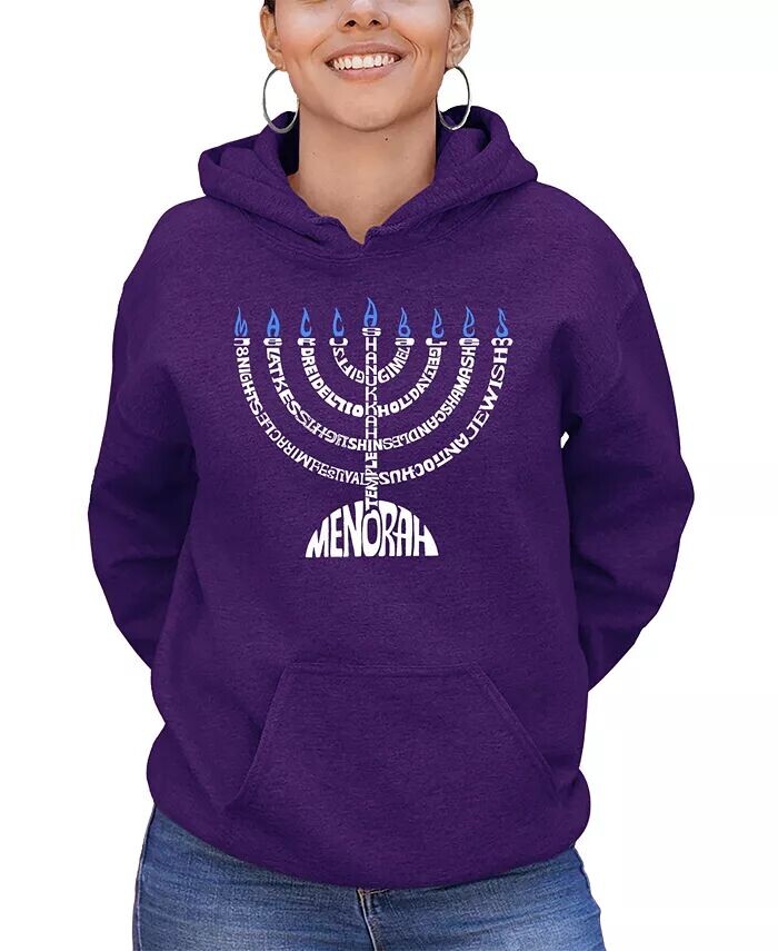 

Женская толстовка с капюшоном Menorah Word Art LA Pop Art, фиолетовый