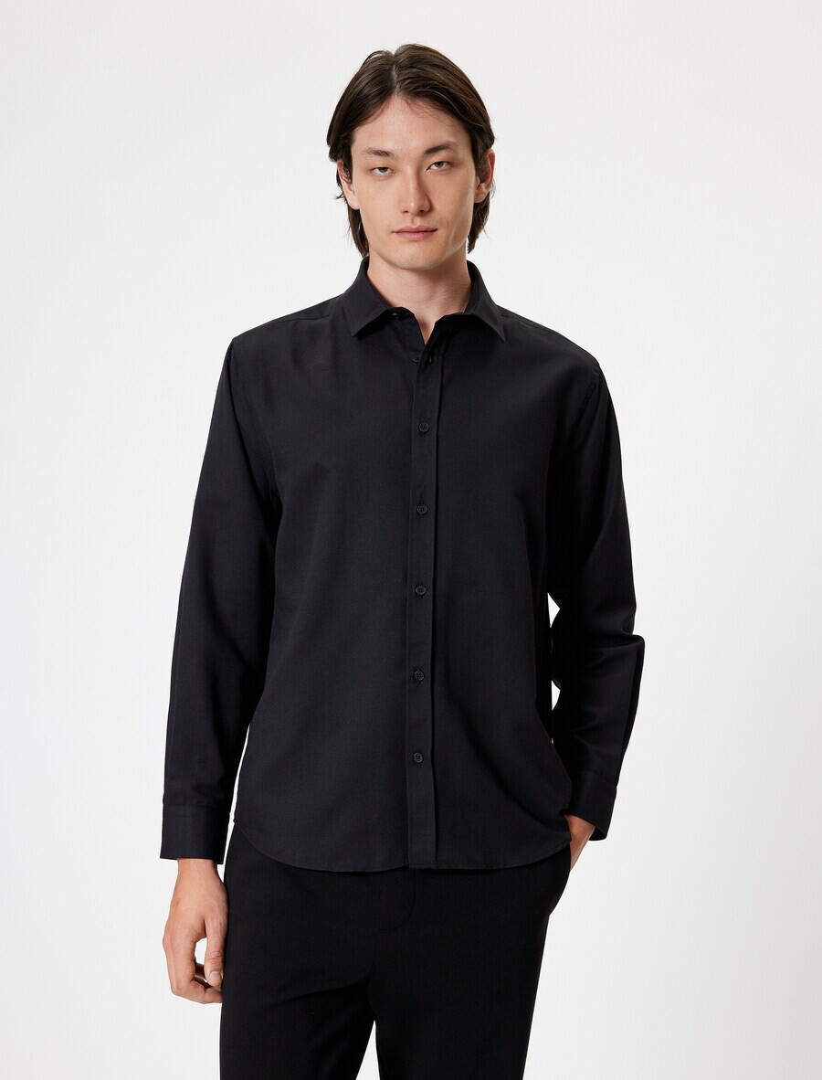 

Повседневная рубашка Koton Regular fit Button Up Shirt, черный