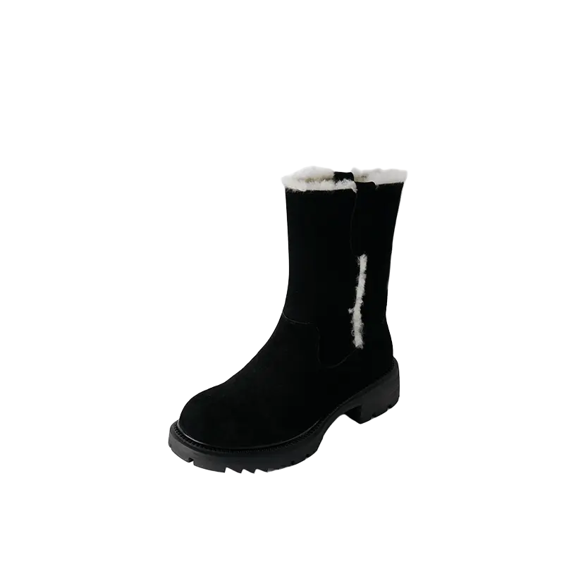 Yeezyy Reezy Тёплые короткие полусапожки женские зимние - чёрные, цвет Black