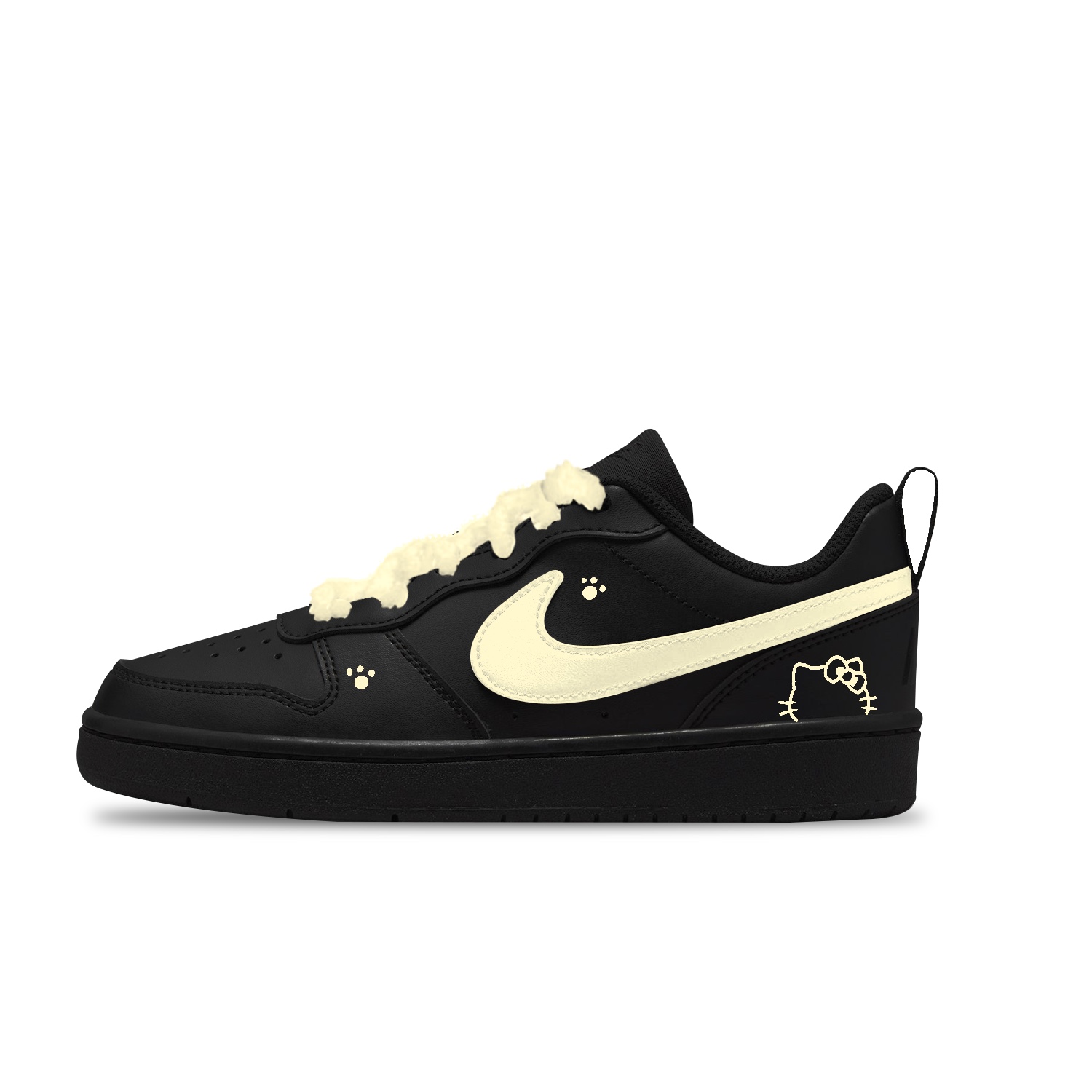 

Nike Скользящие низкие детские скейтбординг кроссовки Court Borough Little Yellow Cat черные unisex