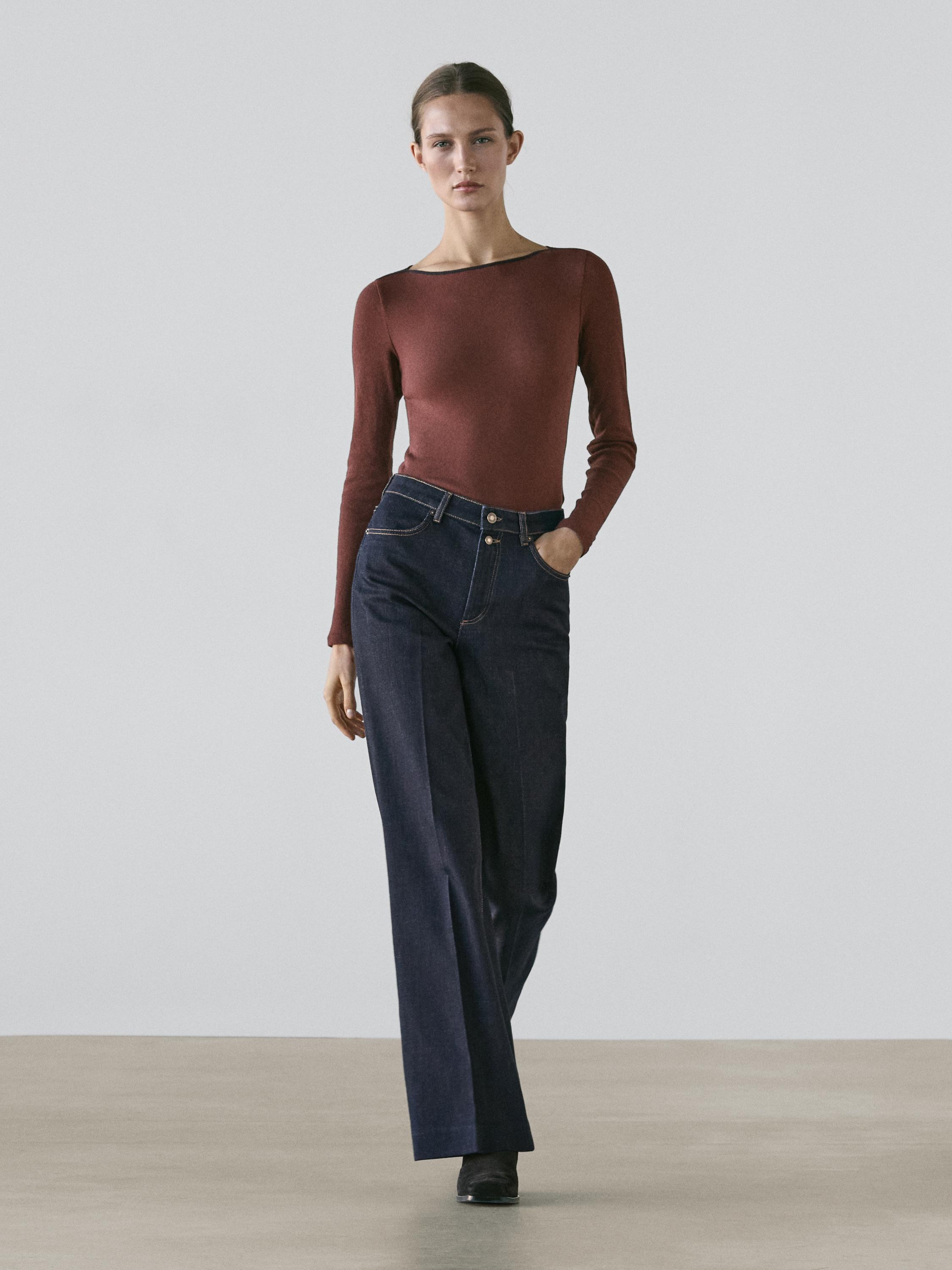 

Джинсы клеш с высокой посадкой Massimo Dutti, dark blue