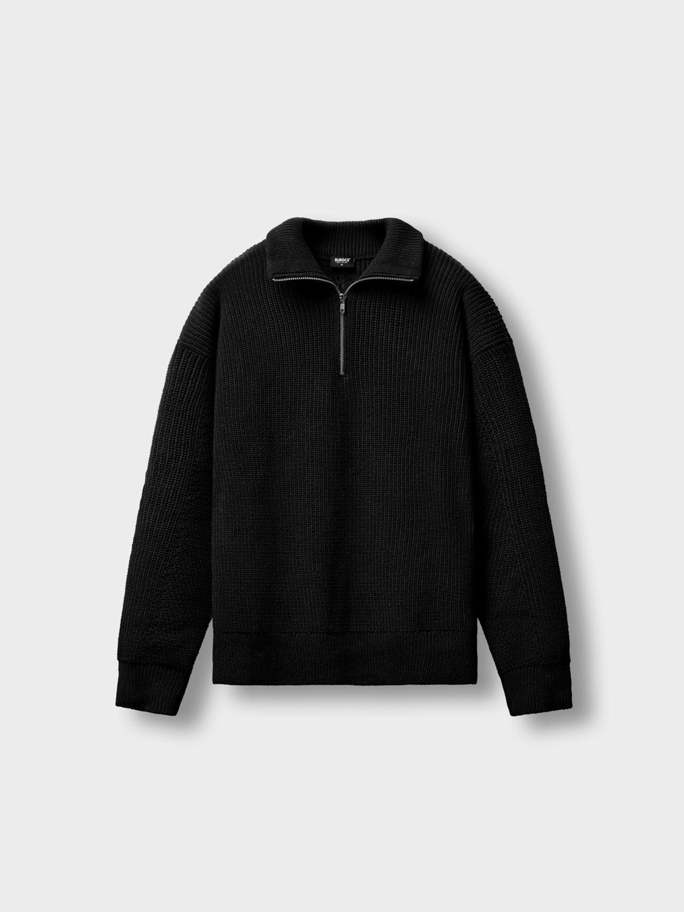 

Burocs Свитер 'Knit Half-Zip' в черном цвете