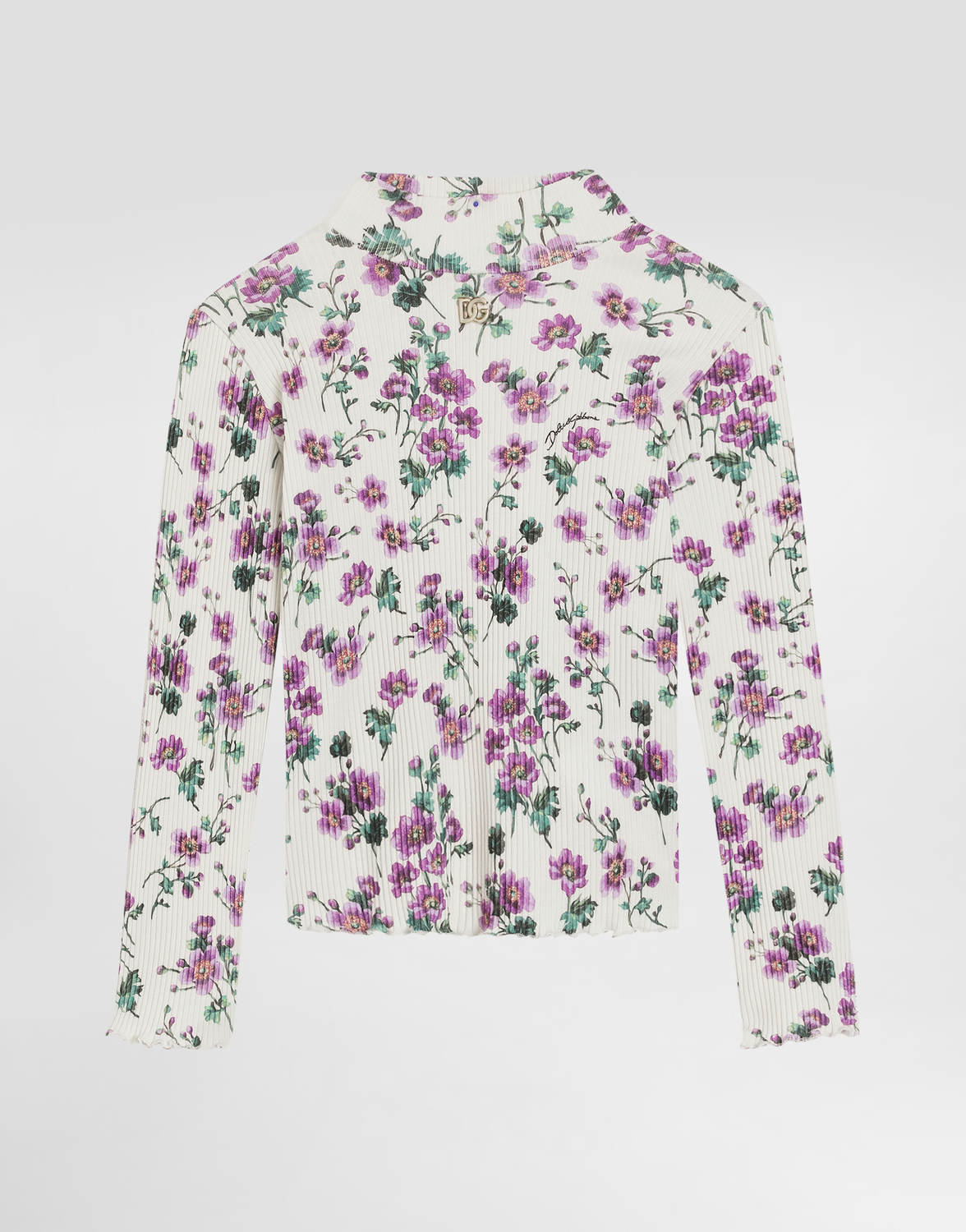 

Водолазка в рубчик с принтом "фиалки" Dolce&Gabbana, мультиколор