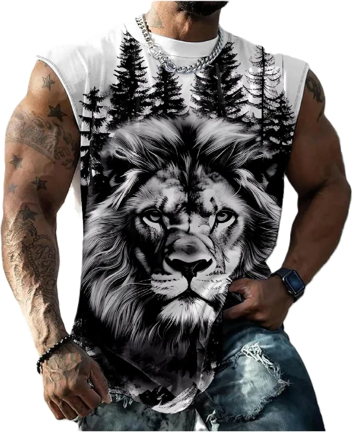 Майка с принтом Lionface
