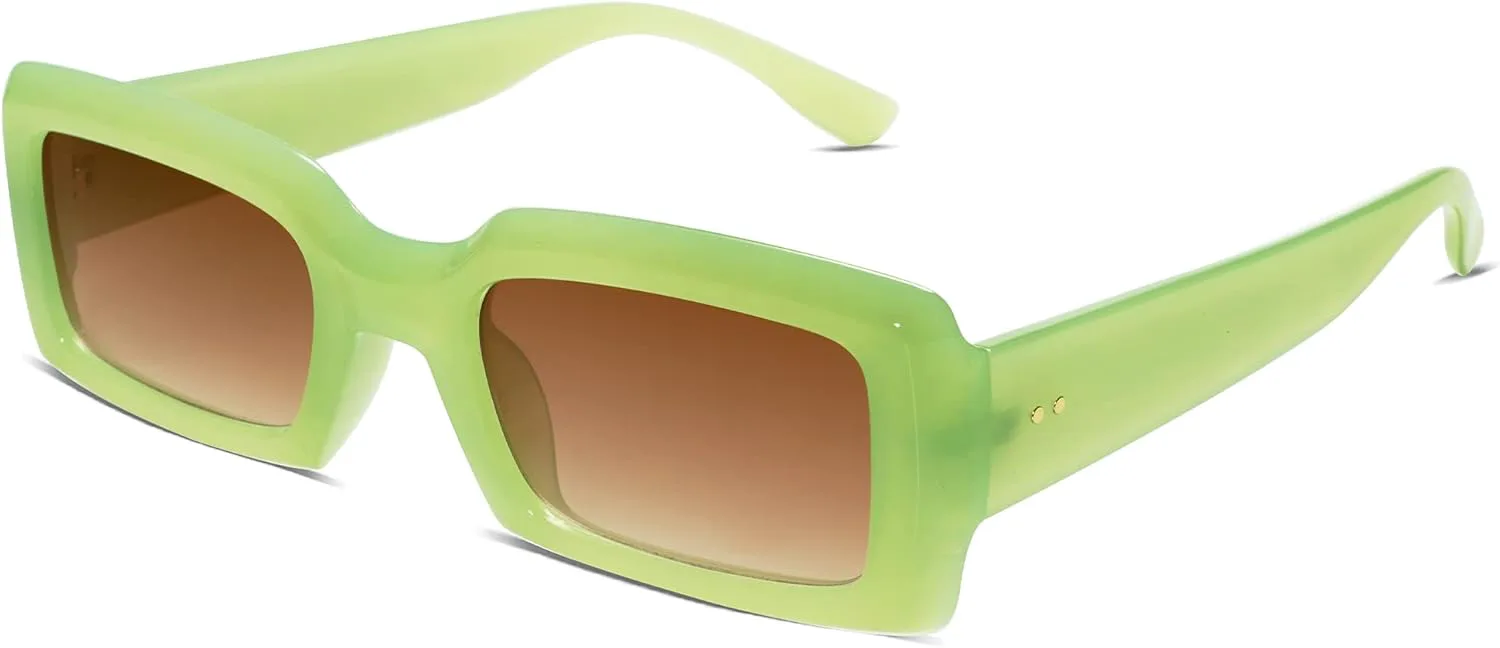 

Солнцезащитные очки Allarallvr Trendy Rectangle для женщин и мужчин, винтажные, квадратные, в стиле 90-х, с толстой оправой, телесного цвета, модель AR82002, Green