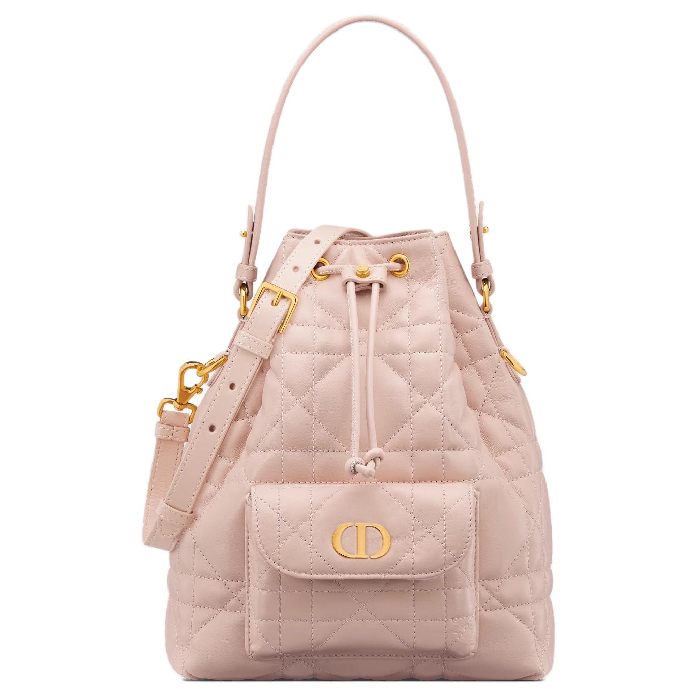 

DIOR Кожаная сумка-ведро через плечо малая женская розовая