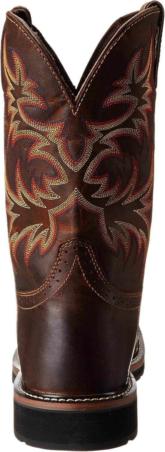Мужские сапоги Justin Original Work Boots Stampede с квадратным носком и вставкой Pull-On, темно-коричневый — фото 3