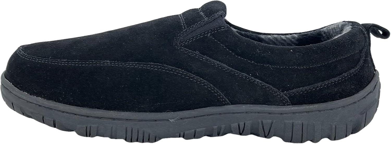 Мужские тапочки Clarks с верхом из замши SAB30194A - закрытая задняя часть с двойной резинкой и съемной стелькой - домашние тапочки для мужчин для использования дома и на улице, черный — фото 2