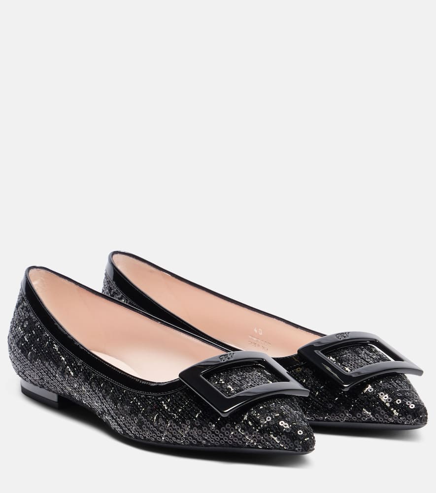 Балетки с пайетками gommettine Roger Vivier, Nero