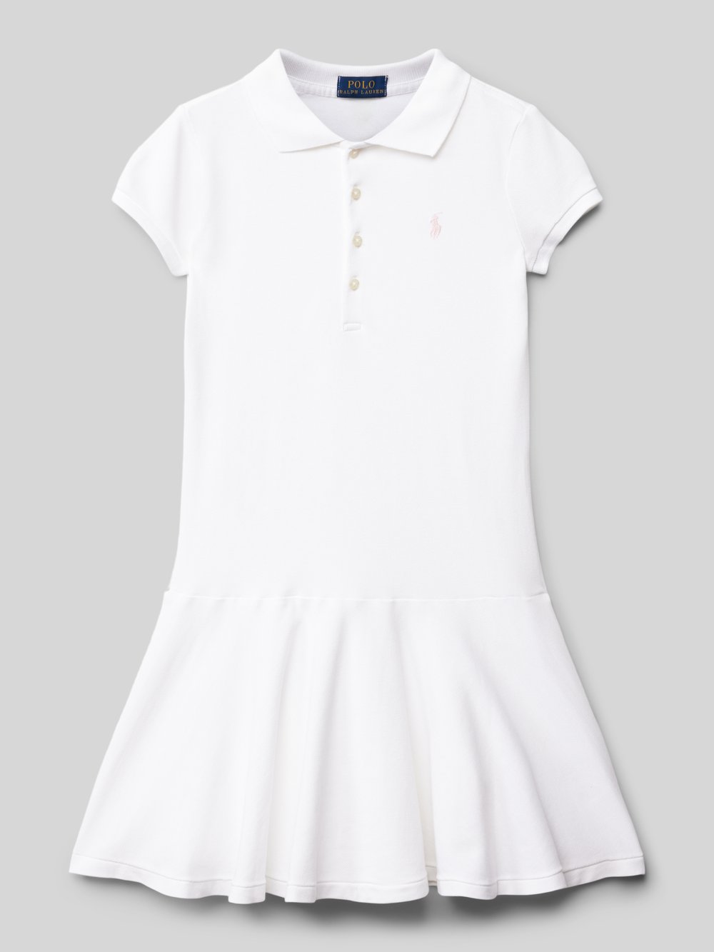 

Платье-поло с оборкой по низу Polo Ralph Lauren Teens, белый