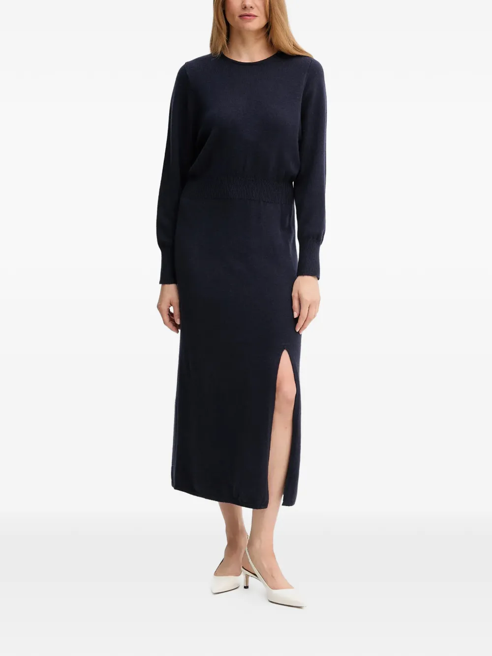 

Платье миди с разрезом сбоку Oui, синий