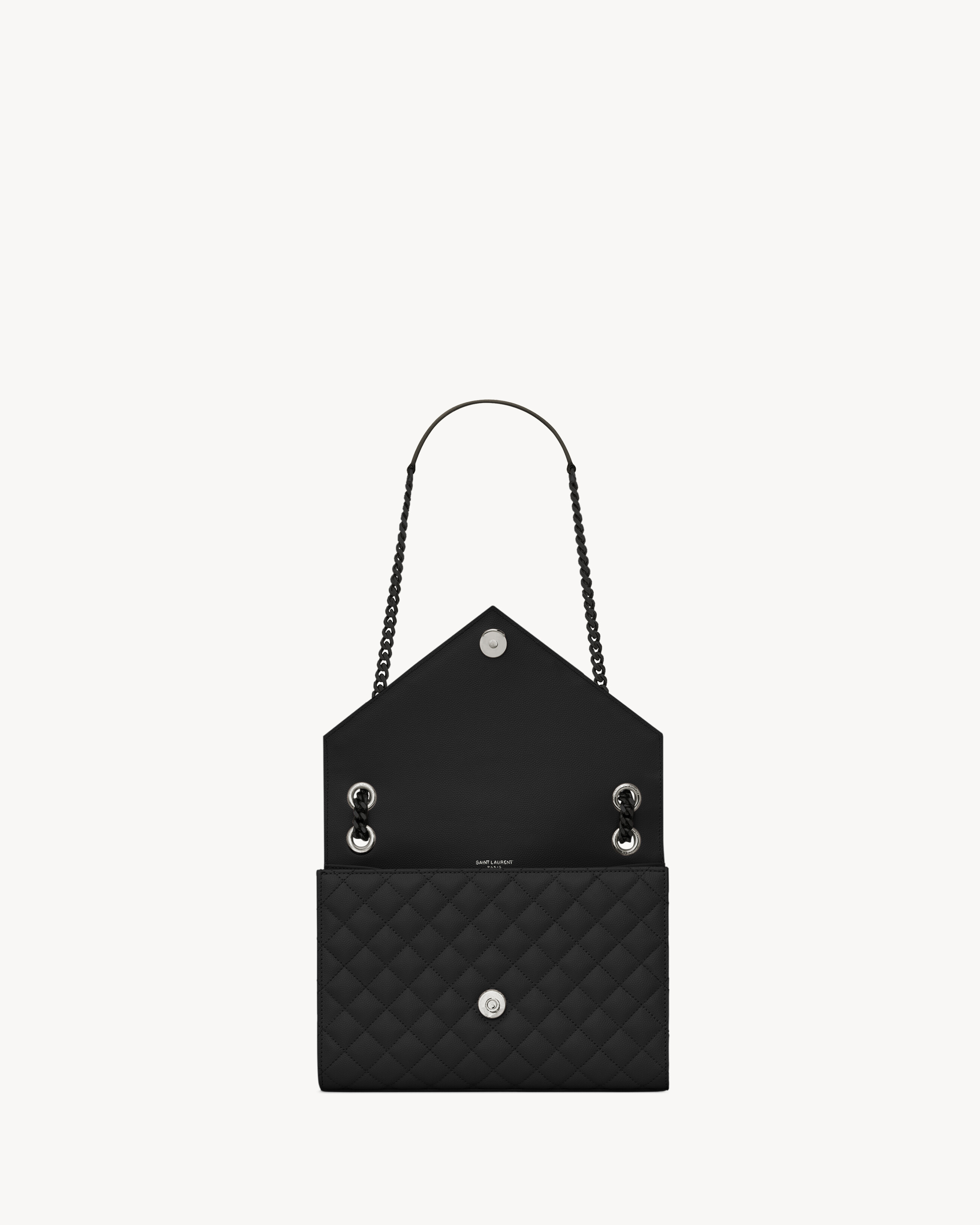 Сумка Envelope Medium из стеганой кожи с тиснением Grain de Poudre SAINT LAURENT, черный — фото 4