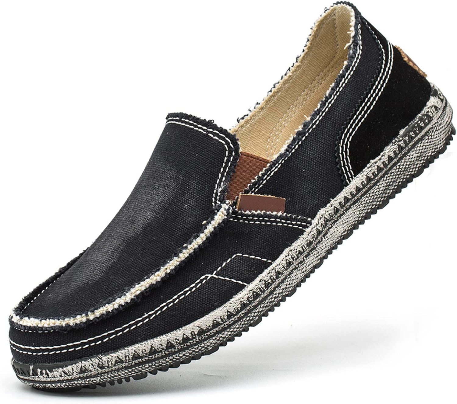

Мужские канвасовые слипоны-лоферы Легкие дышащие тканевые туфли Винтажные лодочные туфли Повседневные плоские лоферы Кроссовки для прогулок на улице Fliozy, черный
