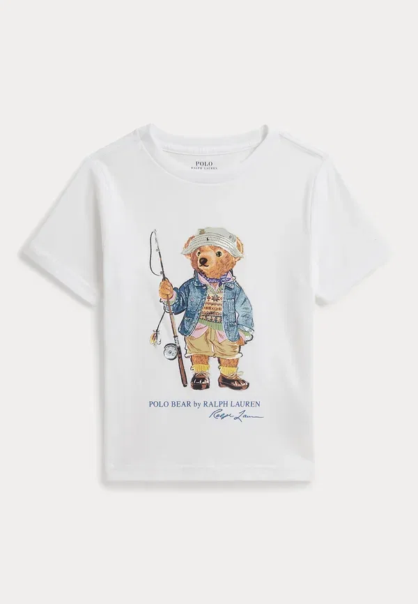 Футболка Polo Ralph Lauren Polo bear cotton jersey tee 2 6y print t-shirt, белый