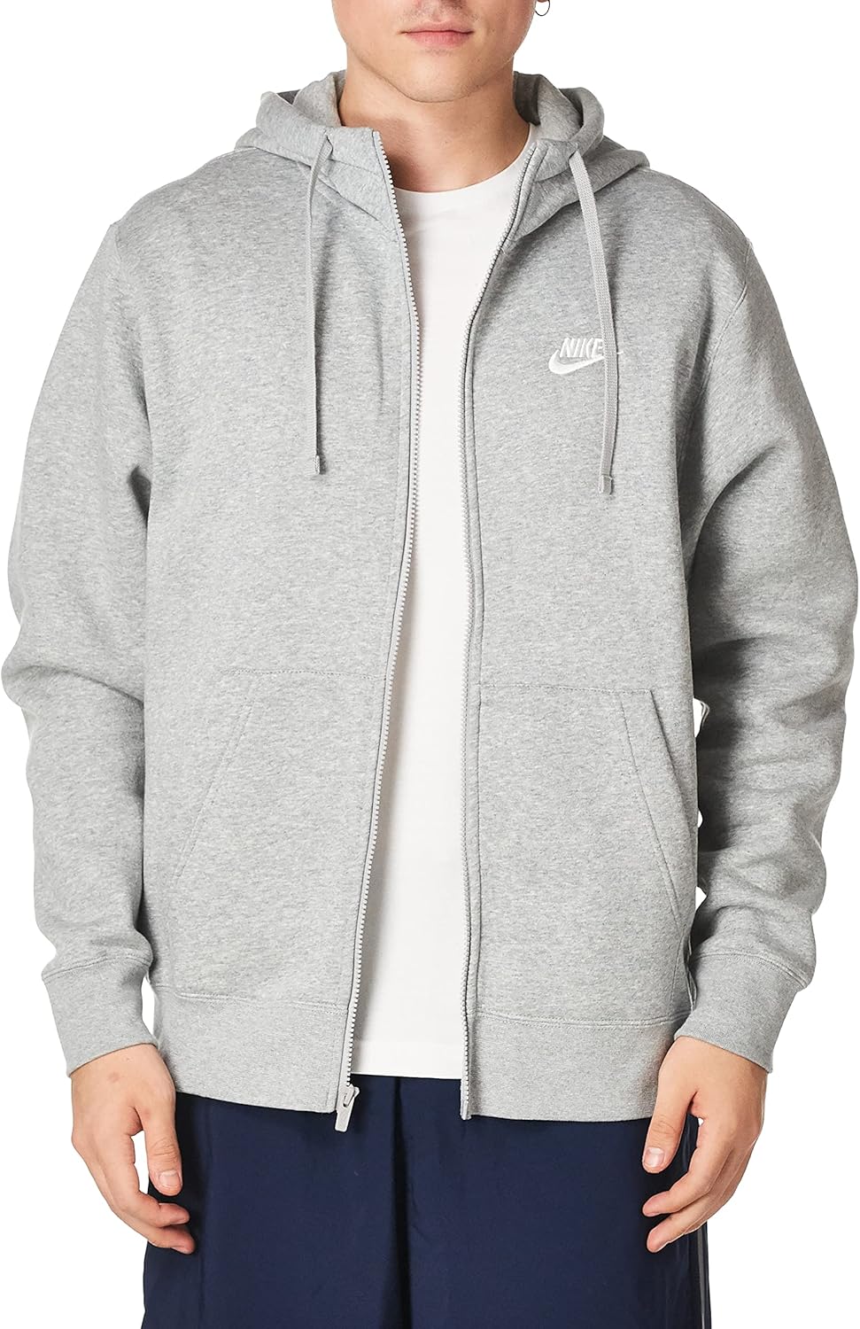 

Толстовка с капюшоном Nike Men's Sportswear Club из флиса с застежкой-молнией, Vast Grey/Vast Grey/White