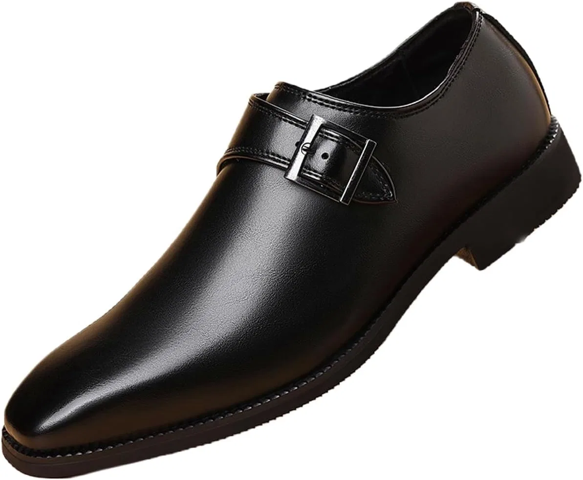 Лоферы мужские, кожаные, Monk Strap Loafers, Black SJIUTLYUE