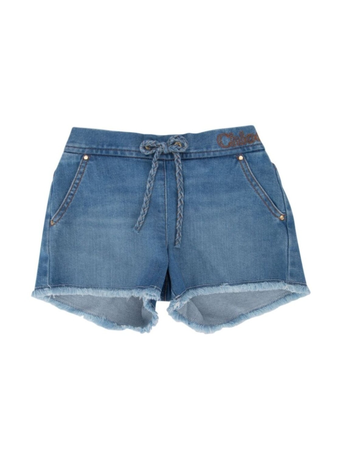 

Chloé Kids шорты с вышитым логотипом, синий