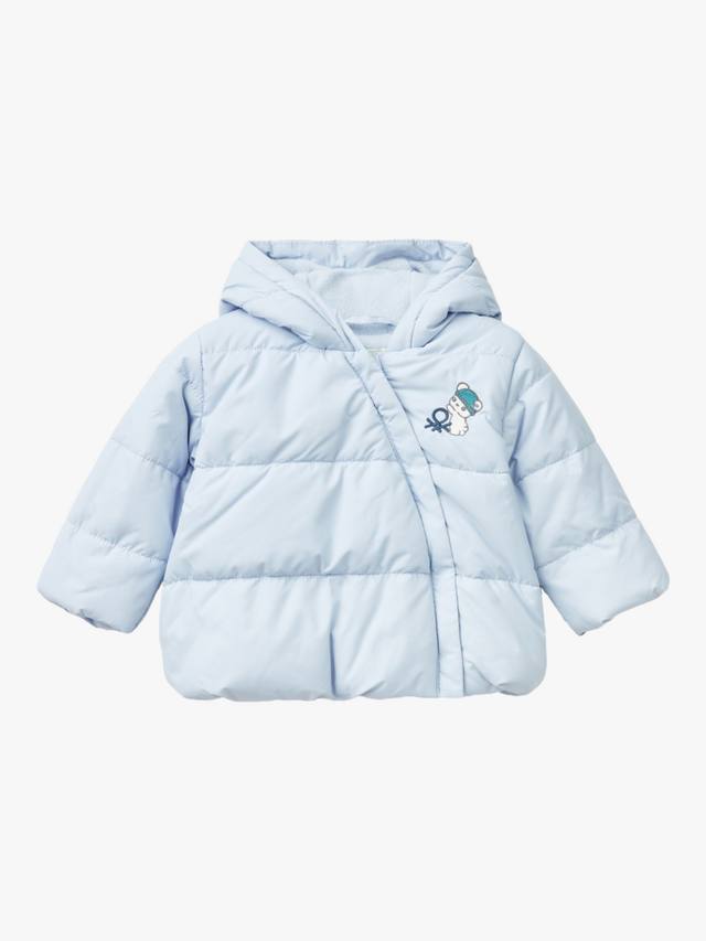 

Детская стеганая куртка с капюшоном и 3d ушками Benetton, цвет Light Blue Powder