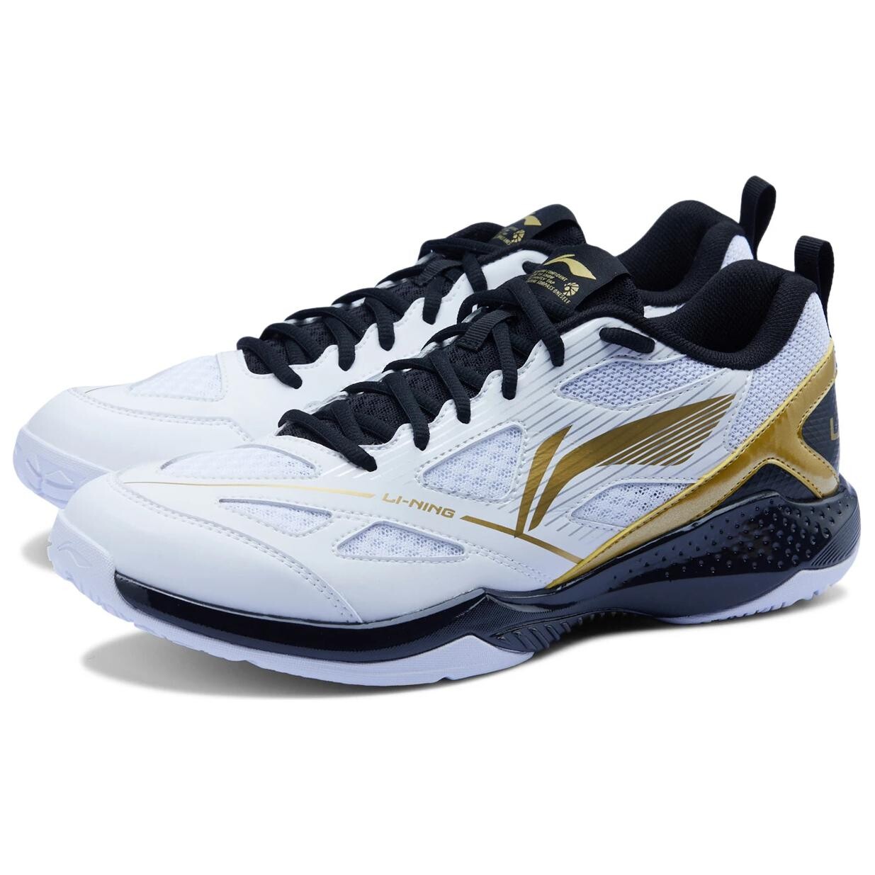Кроссовки LINING Badminton Shoes Unisex Low-top Standard White/Black/Bright Gold, золотой — фото 2
