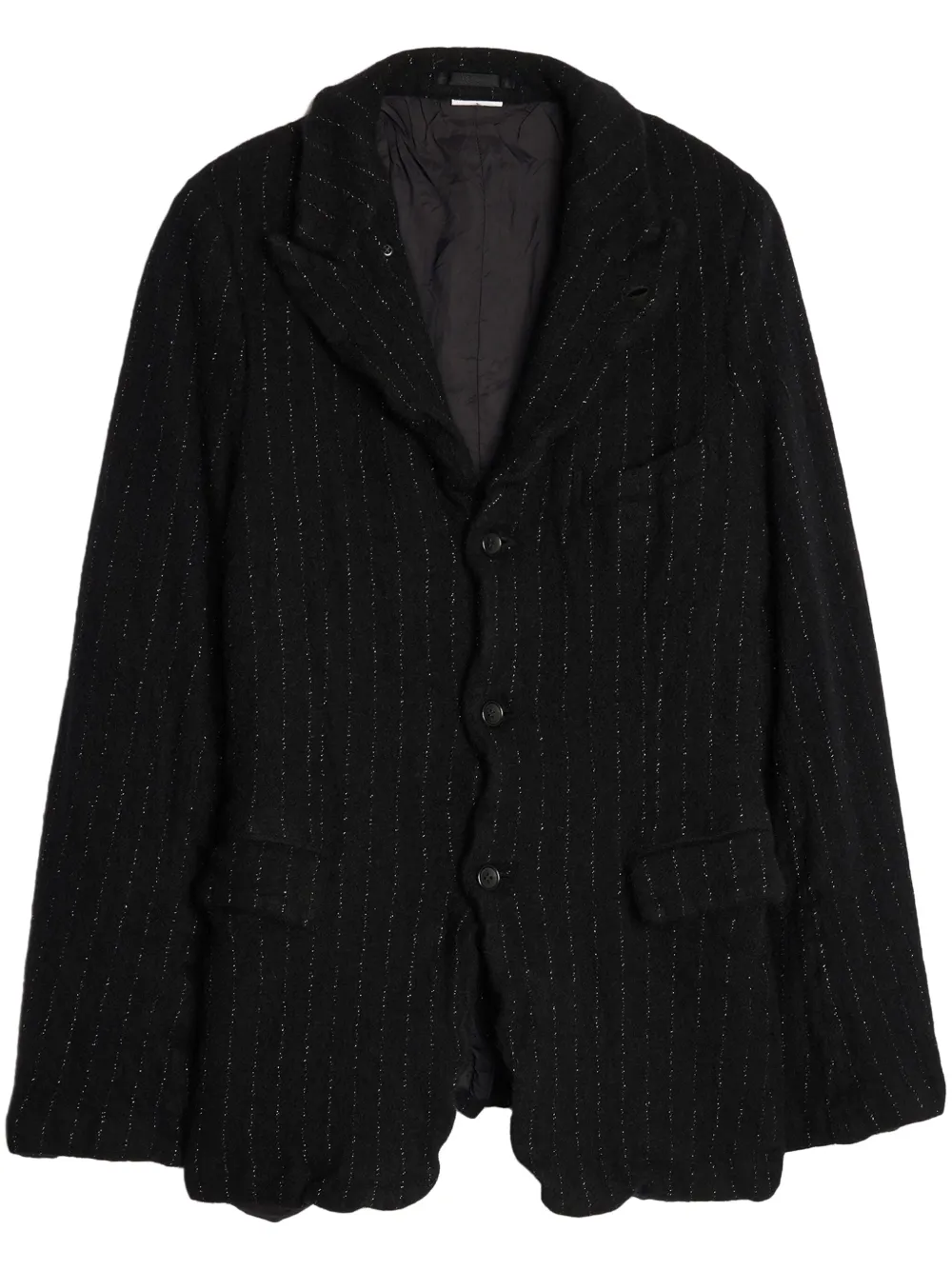 

Шерстяной пиджак асимметричного кроя в тонкую полоску Comme des Garçons Homme Plus, черный