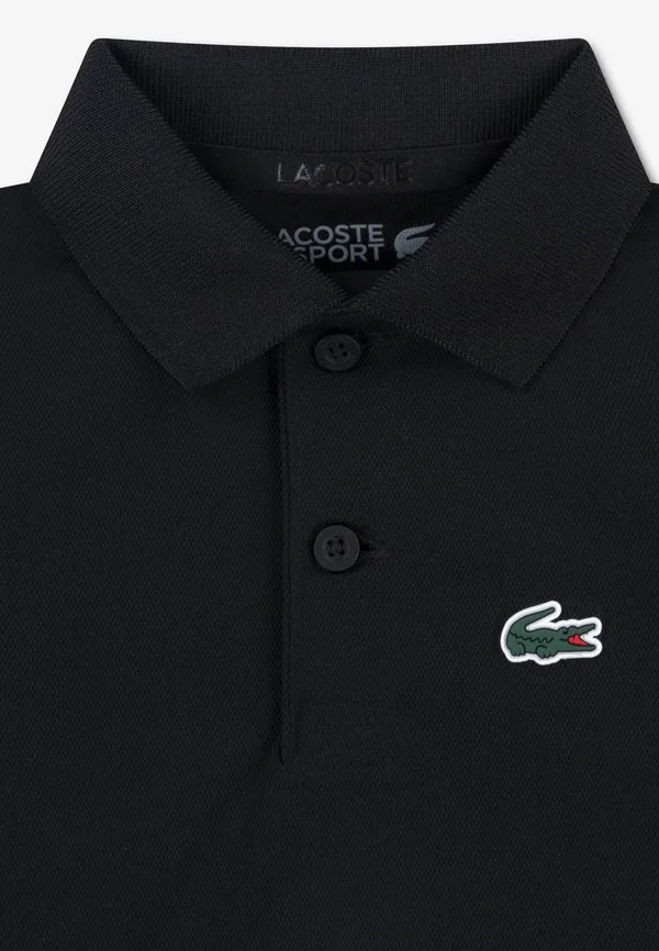Спортивная поло-рубашка унисекс с силиконовым рисунком под крокодила Lacoste, Noir — фото 3
