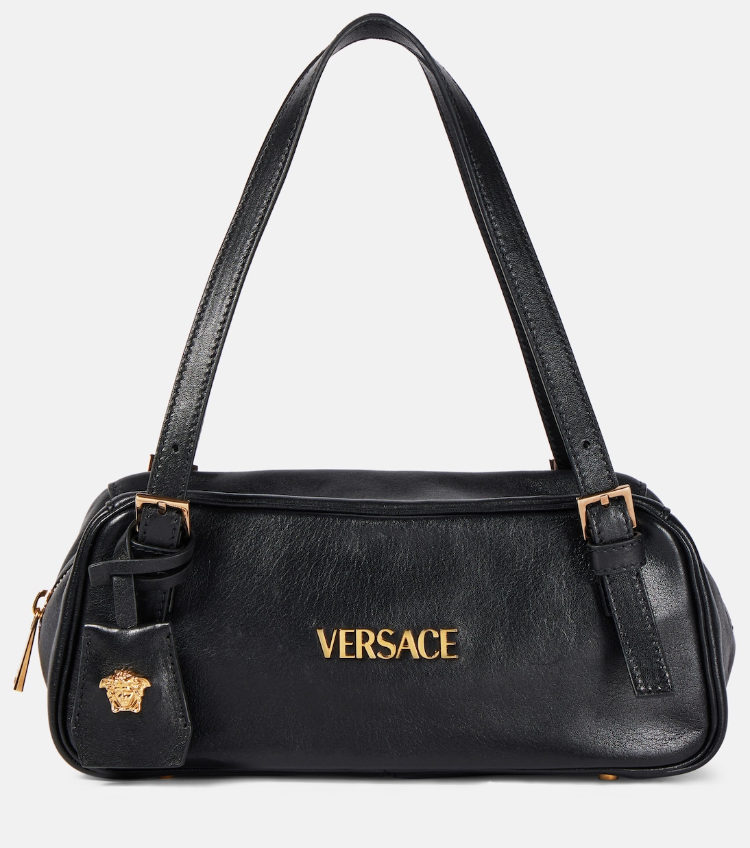 

Средняя кожаная сумка через плечо Tag Bowling, черно-золотая Versace, Black-Versace Gold