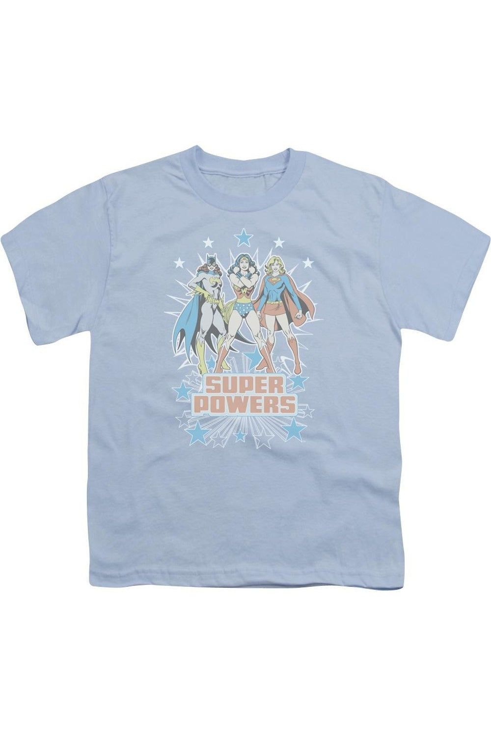 

Футболка DC Comics Super Powers X3 с коротким рукавом для детей Gildan, светло-голубой