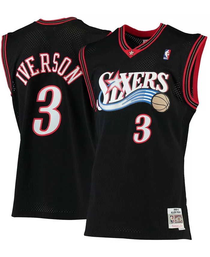 

Мужская баскетбольная майка Philadelphia 76ers Allen Iverson Hardwood Classics Swingman, черная, сезон 2000-01 Mitchell & Ness