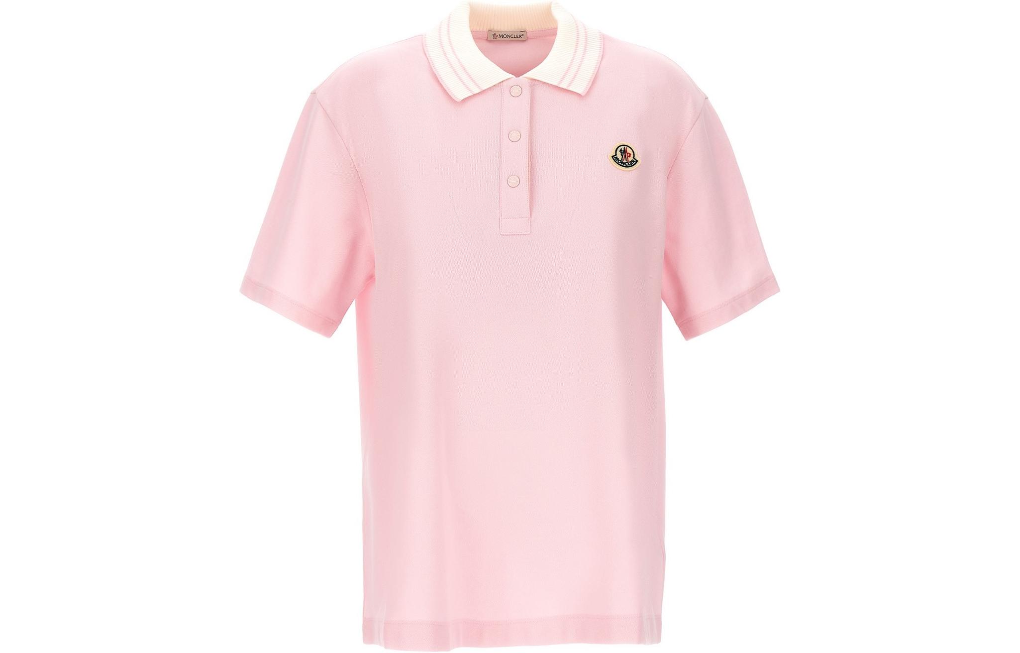 

Поло с коротким рукавом и нашивкой-логотипом Moncler, розовый