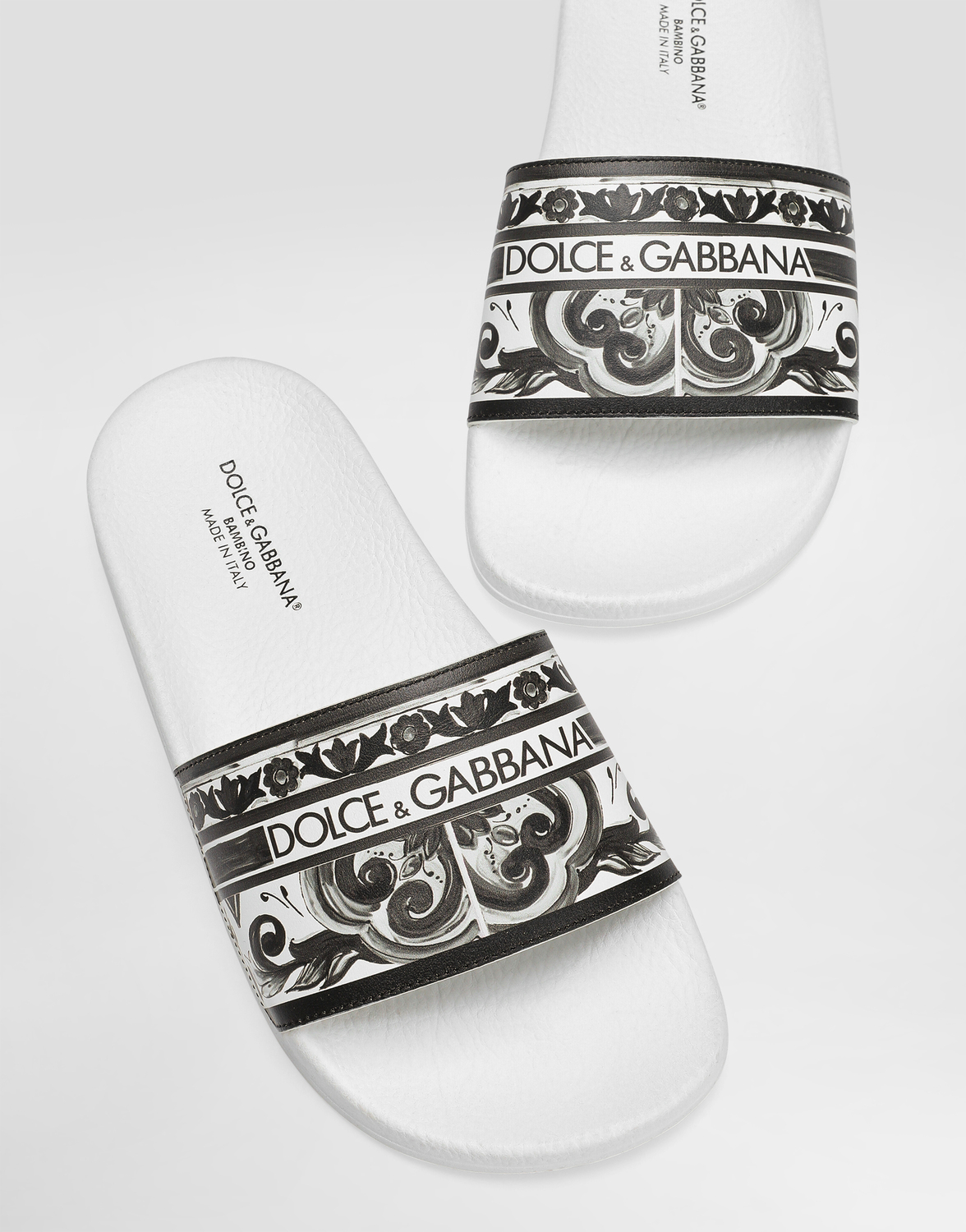 Шлепанцы из телячьей кожи с принтом майолика Dolce&Gabbana, мультиколор — фото 4