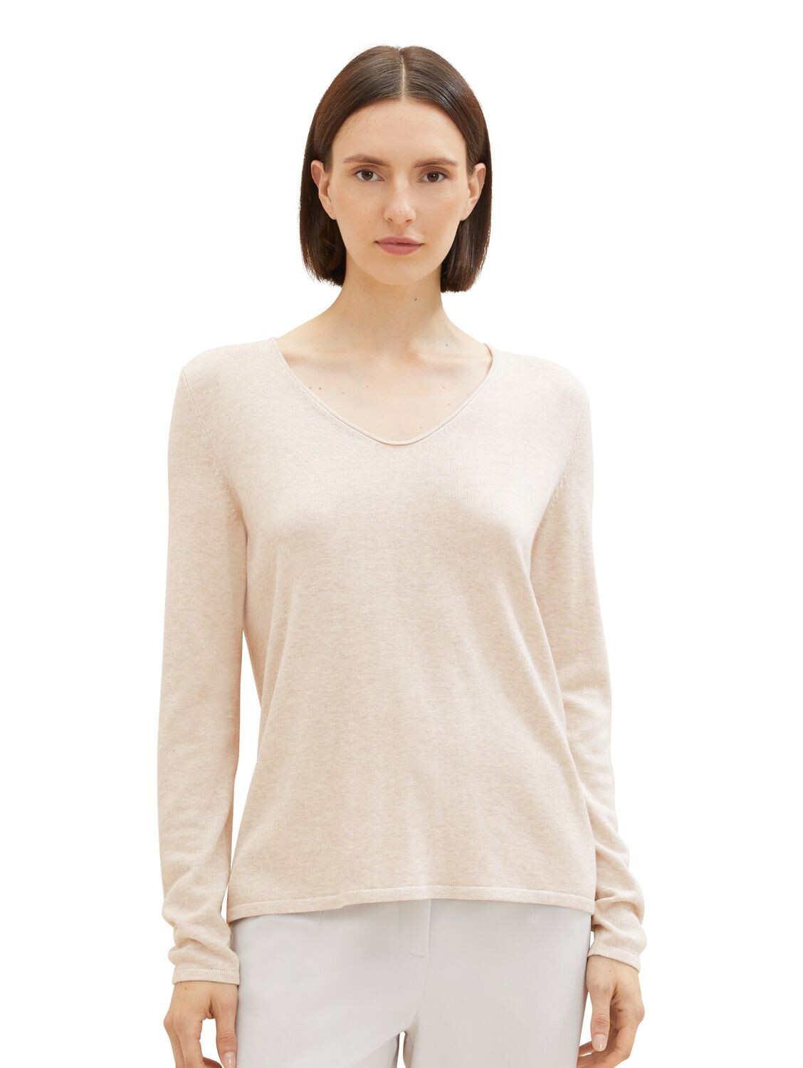 

Свитер Tom Tailor BASIC V NECK, бежевый