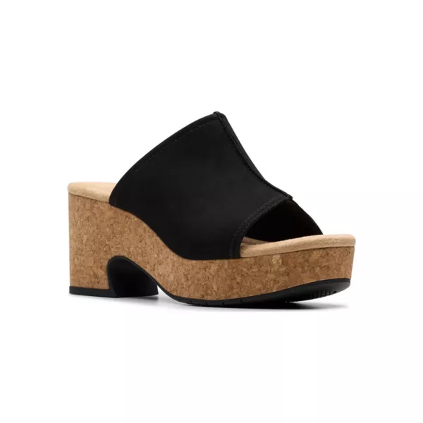 Стильные женские босоножки на танкетке Nerisa Vine Clarks, цвет black nubuck