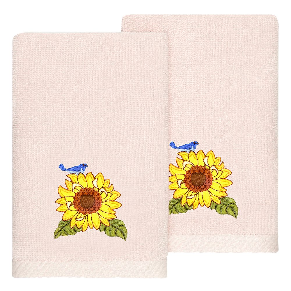 

Linum Home Textiles Турецкий хлопок Girasol Набор из 2 украшенных полотенец для кончиков пальцев, цвет Blush