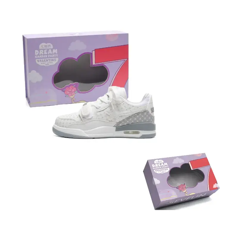 

7 SEVFUN Низкие скейтерские кроссовки унисекс бело-серые кастомные, цвет White Gray Custom