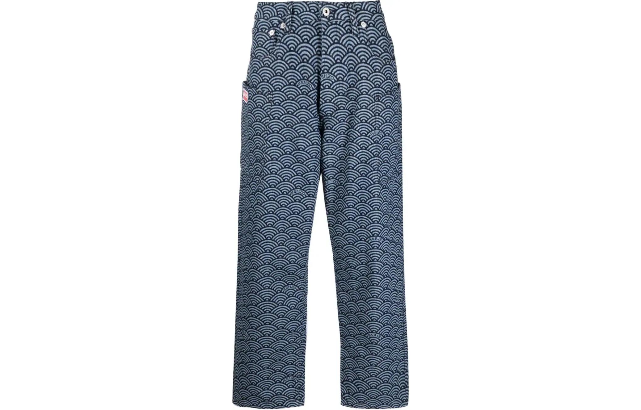 

Джинсы с широкими штанинами и узорами по всей длине KENZO, Marine Blue