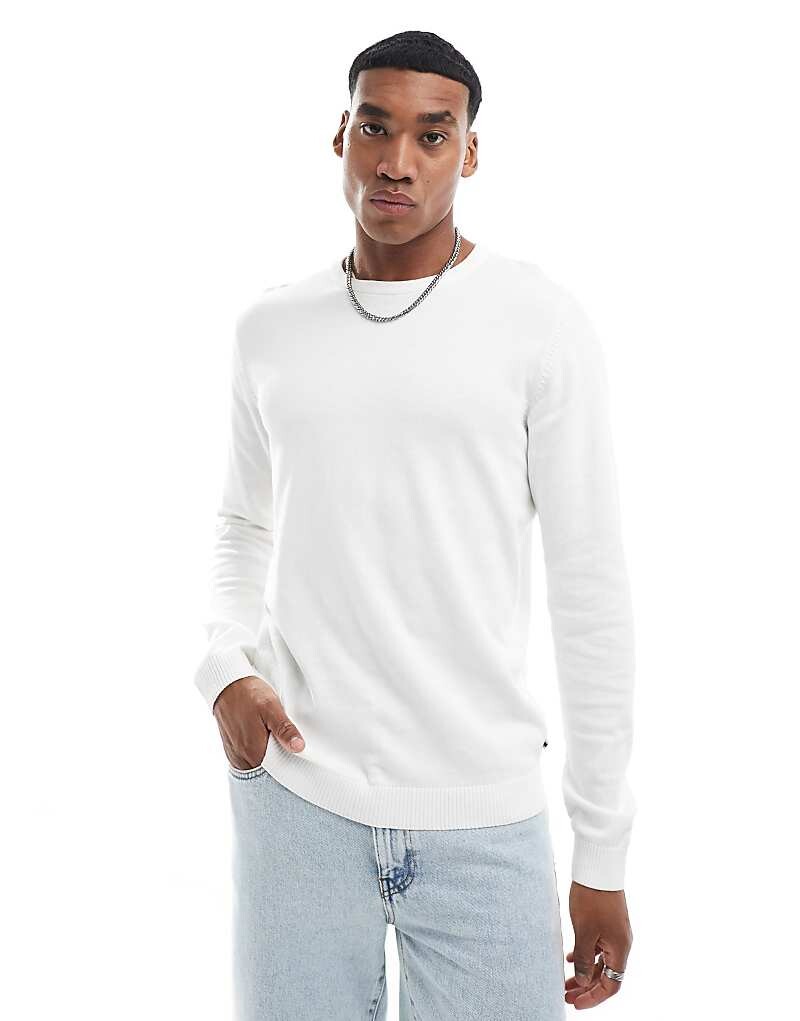 

Jack & Jones – Белый свитер с круглым вырезом
