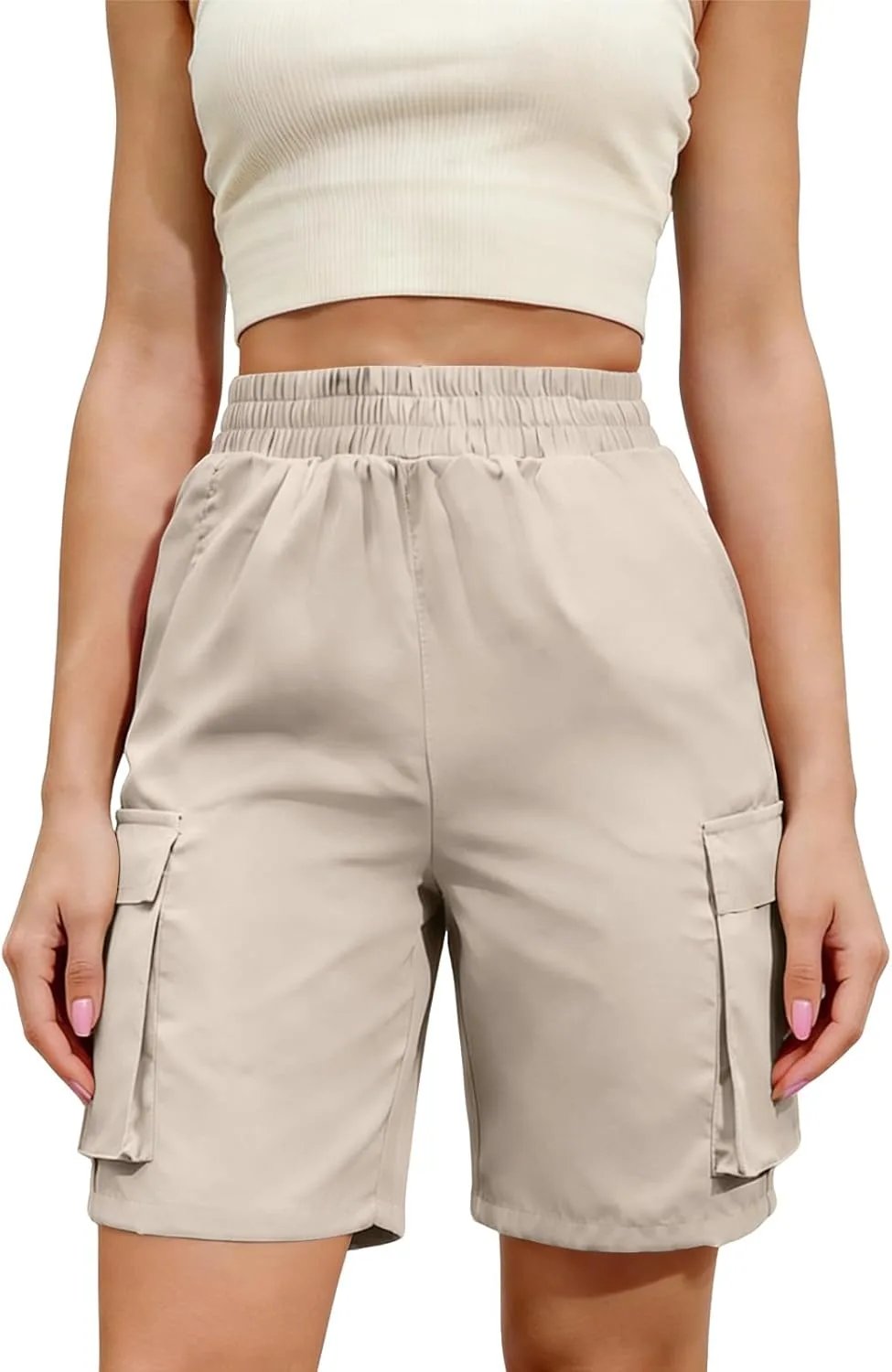 

Бермуды карго для женщин Casual длинные до колена летние шорты Wide Leg Quick Dry RODYETQQ