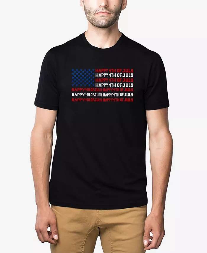 

Мужская футболка Happy 4th of July Premium Blend Word Art LA Pop Art, черный