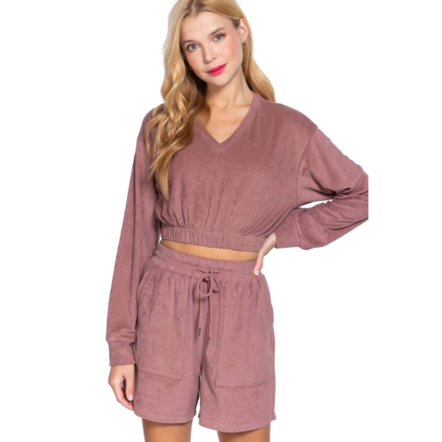 

Топ из махровой ткани с эластичным краем TRUEDAMES, розовый