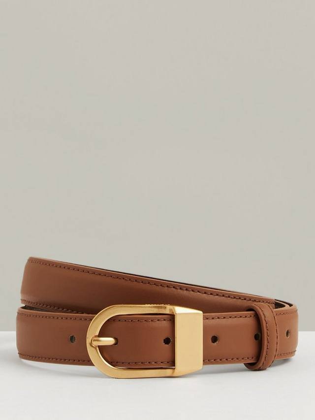 

Кожаный ремень с пряжкой цвета хаки Reiss, Tan