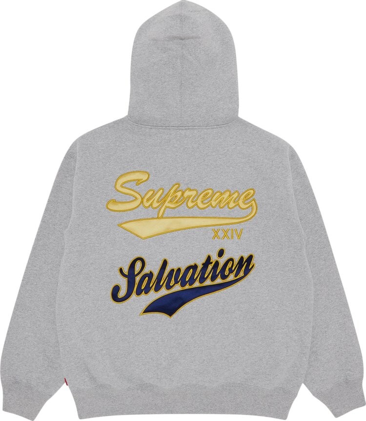 Толстовка Supreme Salvation Zip Up Hooded 'Heather Grey', серый — фото 2
