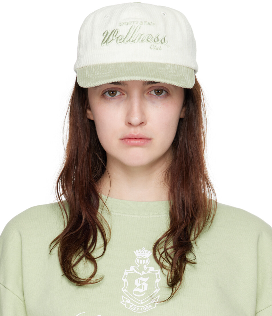 

Кепка из вельвета цвета «Off-White & Green» Sporty & Rich