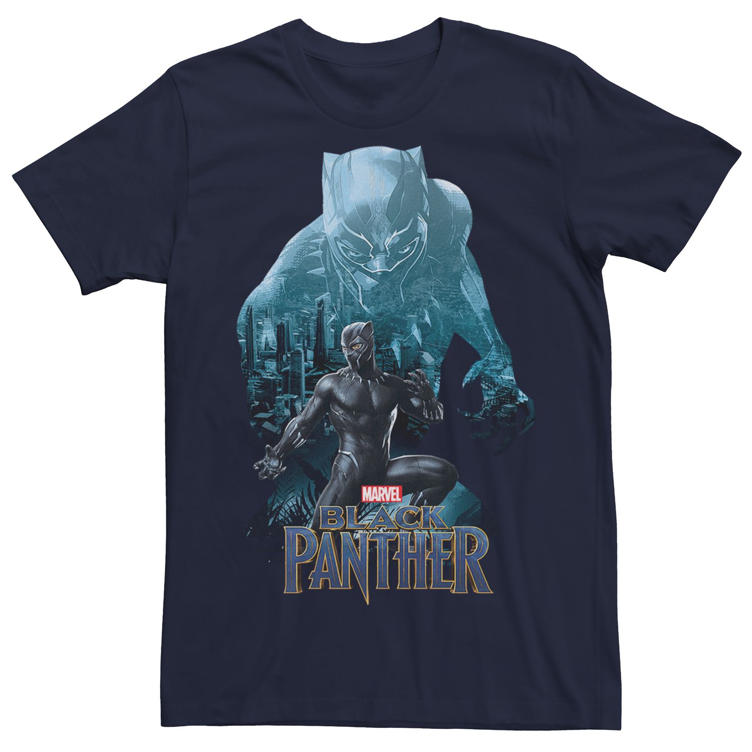 

Мужская футболка с рисунком Marvel Black Panther Blue Panther Licensed Character